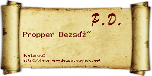 Propper Dezső névjegykártya